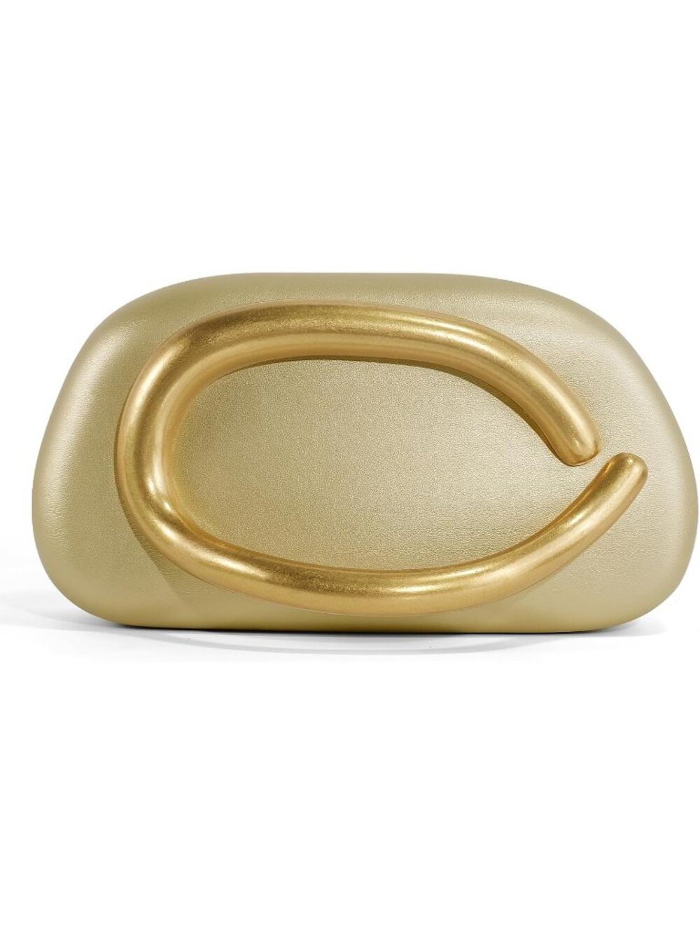 Women's Leather Gold Acrylic Clutch Chain Handle Formal Evening Purse Bag